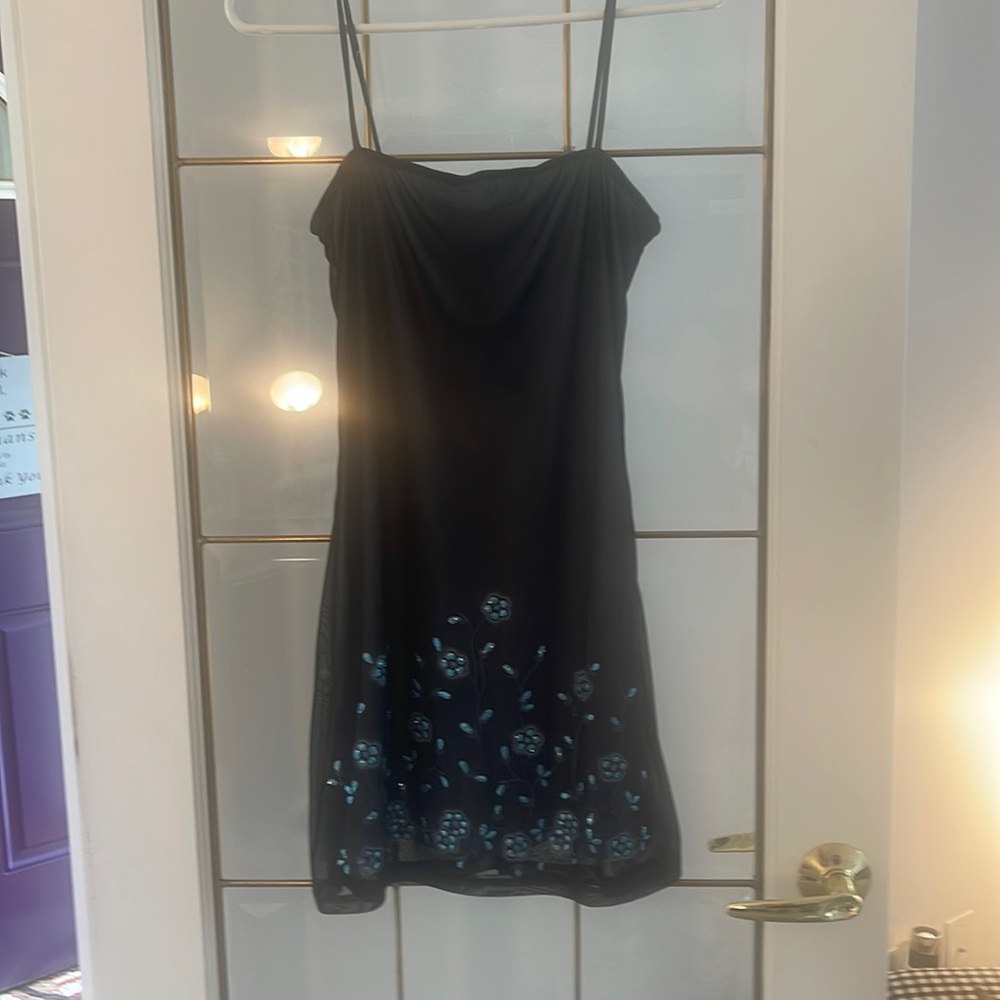 Blue Embellished Chiffon Dress